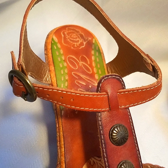 Elite sandals by Corkys Spring Summer leather Hand painted women's 7 - Picture 10 of 14